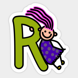 Letter R for girls alphabet Kids Colorful Cartoon Character Sticker